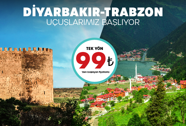 Anadolu Jet’in Diyarbakır-Trabzon Uçak Bileti 99 TL